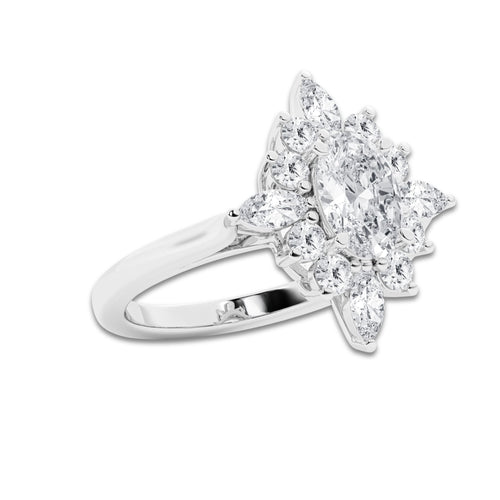 Sao 3 1/2 ctw Oval Lab Grown Diamond Halo Engagement Ring 14K White Gold, D, VVS | IGI Certified, 2 ct Center