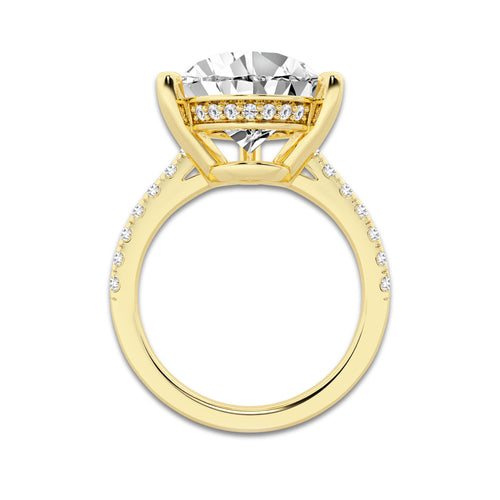 8.42 ctw Pear Lab-Grown Diamond Hidden Halo Side Stone Engagement Ring in 18K Yellow Gold for Women | Colorless D, VVS1 Clarity, IGI Certified 8.00 ct Center Diamond