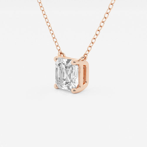 1 1/2 ctw Asscher Lab Grown Diamond Solitaire Pendant 14K Rose Gold, E, VS1 | IGI Certified, 1 1/2 ct Center