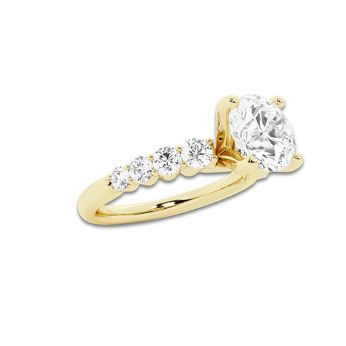 3.04 ctw Round Lab-Grown Diamond Side Stone Engagement Ring in 14K Yellow Gold for Women | Colorless D, VVS1 Clarity, IGI Certified 2.50 Ct Center Diamond