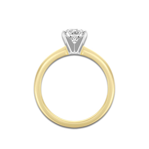 1.00 ctw Oval Lab-Grown Diamond Minimalist Engagement Ring in 14K White Gold And Yellow Gold for Women | E Color, VS1 Clarity, IGI Certified