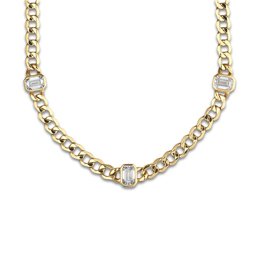 6 ctw Emerald Lab Grown Diamond Necklace 14K Yellow Gold, E, VS1
