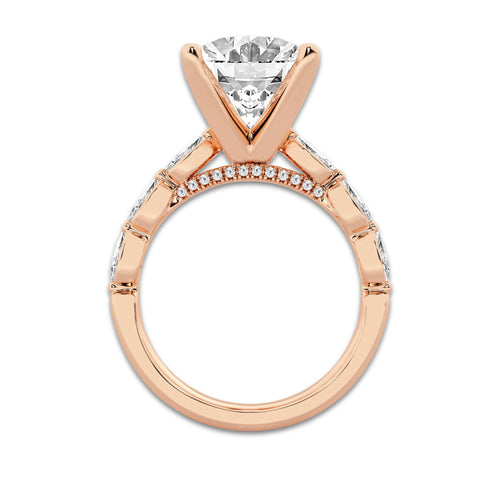 7.48 ctw Oval Lab-Grown Diamond Marquise Side Stone Engagement Ring in 14K Rose Gold for Women | Colorless E, VS1 Clarity, IGI Certified 7.00 ct Center Diamond