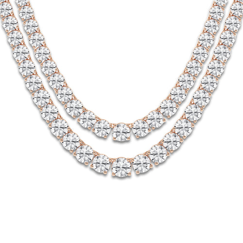 40 ctw Round Lab Grown Diamond Double Row Tennis Necklace 14K Rose Gold, DE, VS1