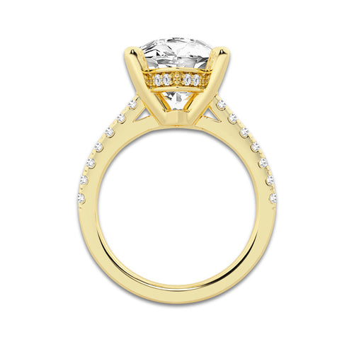 7.46 ctw Marquise Lab-Grown Diamond Hidden Halo Side Stone Engagement Ring in 18K Yellow Gold for Women | Colorless E, VS1 Clarity, IGI Certified 7.00 ct Center Diamond