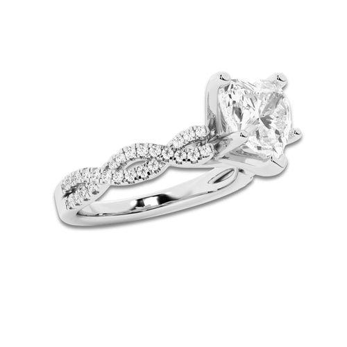 3.79 ctw Heart Lab-Grown Diamond Twisted Shank Engagement Ring in 14K White Gold for Women | D Color, VVS1 Clarity, IGI Certified 3.50 ct Center Diamond