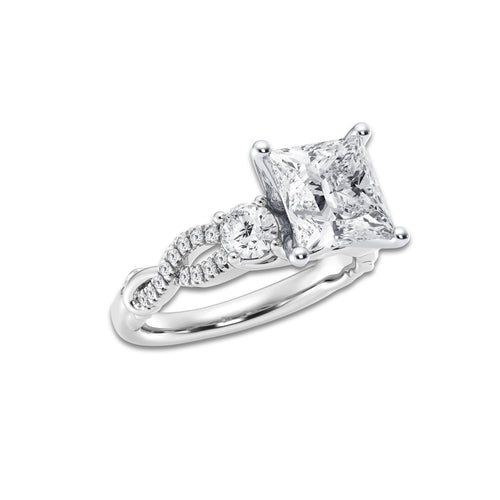5.61 ctw Princess Lab-Grown Diamond Side Stone Engagement Ring in 14K White Gold for Women | Colorless D, VVS1 Clarity, IGI Certified 5.00 ct Center Diamond