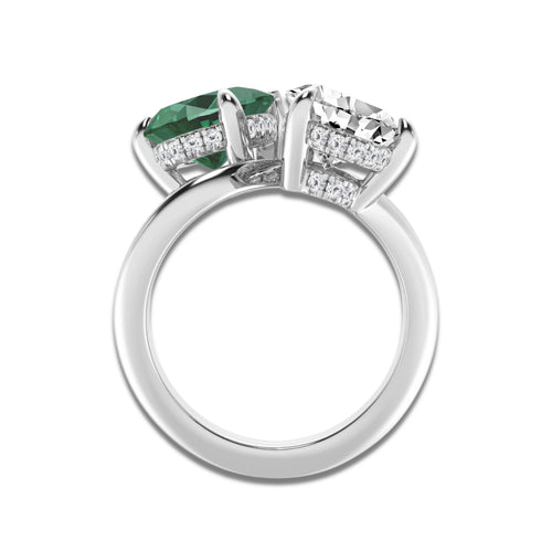 Lantana 5 3/4 ctw Pear Cut Emerald and Pear & Round Lab Grown Diamond Ring 14K White Gold | 3 ct Center
