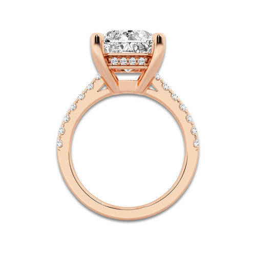 6.47 ctw Radiant Lab-Grown Diamond Hidden Halo Side Stone Engagement Ring in 18K Rose Gold for Women | Colorless D, VVS1 Clarity, IGI Certified 6.00 ct Center Diamond