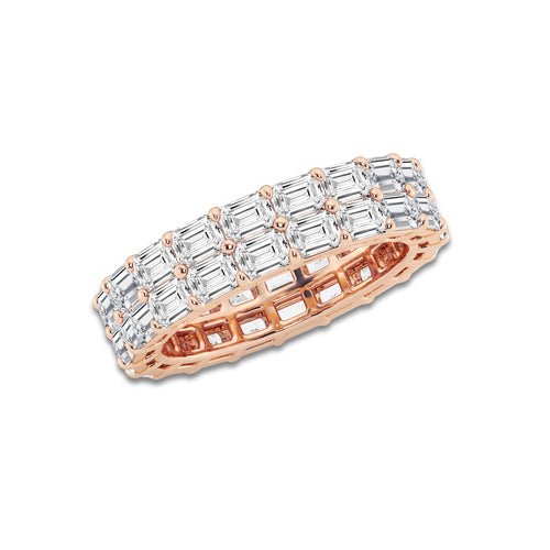 Faith 4 ctw Emerald Lab Grown Diamond Double Row Eternity Band - 5.2mm Width 14K Rose Gold, DE, VS1