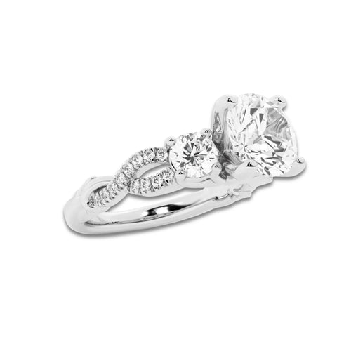 1.48 ctw Round Lab-Grown Diamond Side Stone Engagement Ring in Platinum for Women | Colorless D, VVS1 Clarity, IGI Certified 1.00 ct Center Diamond