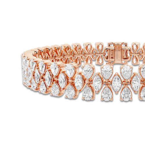 7 3/4 ctw Pear and Marquise Lab Grown Diamond Alternating Bracelet - 6 Inches 18K Rose Gold, DE, VS1