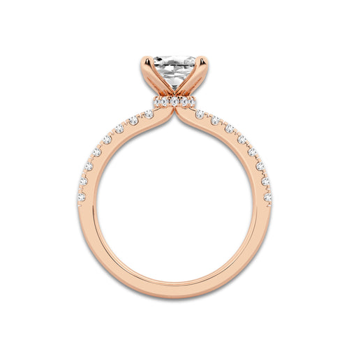 Shyra 1 1/3 ctw Asscher Lab Grown Diamond Hidden Halo Engagement Ring 14K Rose Gold, D, VVS | IGI Certified, 1 ct Center