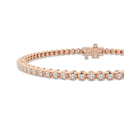 1 ctw Round Lab Grown Diamond Four-Prong Tennis Bracelet - 6.5 Inches 14K Rose Gold, DE, VS1