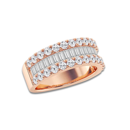 Soul 2 ctw Round and Baguette Lab Grown Diamond Band 14K Rose Gold, DE, VS1