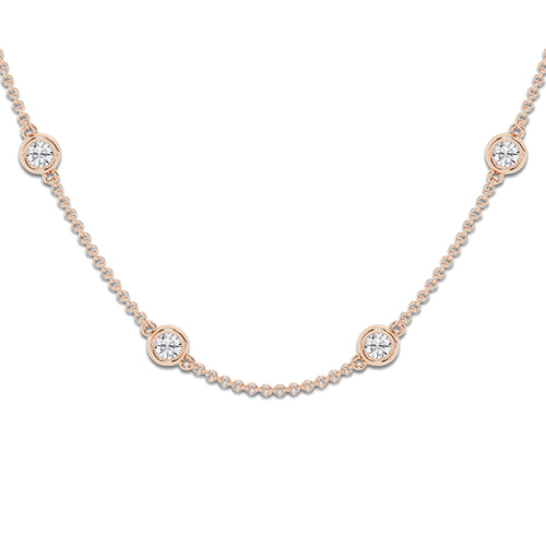 2 ctw Round Lab Grown Diamond Station Necklace 14K Rose Gold, DE, VS1