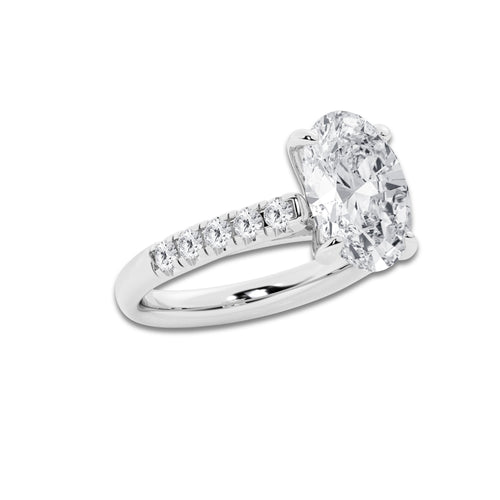 4.43 ctw Oval Lab-Grown Diamond Pave Engagement Ring in 14K White Gold for Women | D Color, VVS1 Clarity, IGI Certified 4.00 ct Center Diamond