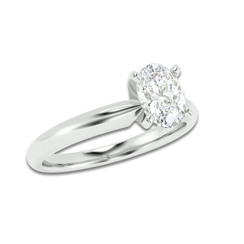 1.00 ctw Oval Lab-Grown Diamond Minimalist Engagement Ring in 14K White Gold for Women | E Color, VS1 Clarity, IGI Certified
