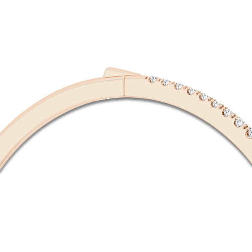 4 ctw Oval Lab Grown Diamond Curve Bangle Bracelet - 7 Inches 14K Rose Gold, E, VS1 | IGI Certified, 2 ct Center