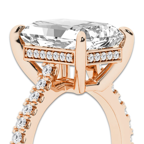 4.35 ctw Radiant Lab-Grown Diamond Hidden Halo Side Stone Engagement Ring in 18K Rose Gold for Women | Colorless D, VVS1 Clarity, IGI Certified 4.00 ct Center Diamond