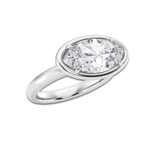 Alexa 4 ctw Marquise Lab Grown Diamond Side Stone Engagement Ring 18K White Gold, D, VVS | IGI Certified, 3 1/2 ct Center