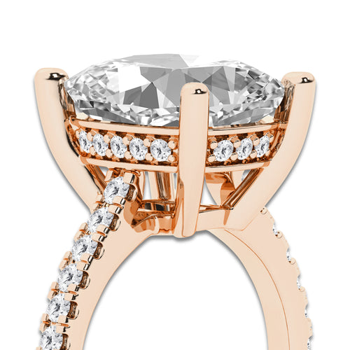 7.46 ctw Elongated Cushion Lab-Grown Diamond Hidden Halo Side Stone Engagement Ring in 18K Rose Gold for Women | Colorless D, VVS1 Clarity, IGI Certified 7.00 ct Center Diamond