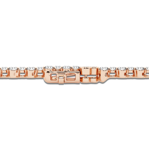 4 ctw Round Lab Grown Diamond Double Row Bracelet - 7 Inches 14K Rose Gold, DE, VS1