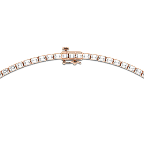 10 ctw Emerald Lab Grown Diamond East West Tennis Necklace 14K Rose Gold, DE, VS1