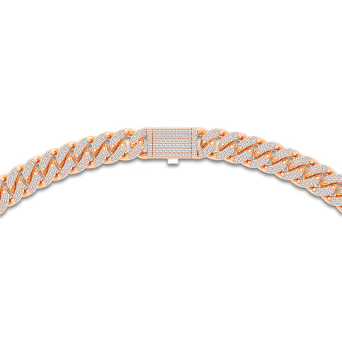 7 1/3 ctw Round Lab Grown Diamond Cuban Link Necklace 14K Rose Gold, DE, VS1