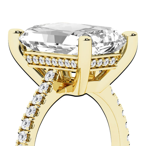 8.48 ctw Radiant Lab-Grown Diamond Hidden Halo Side Stone Engagement Ring in 18K Yellow Gold for Women | Colorless E, VS1 Clarity, IGI Certified 8.00 ct Center Diamond