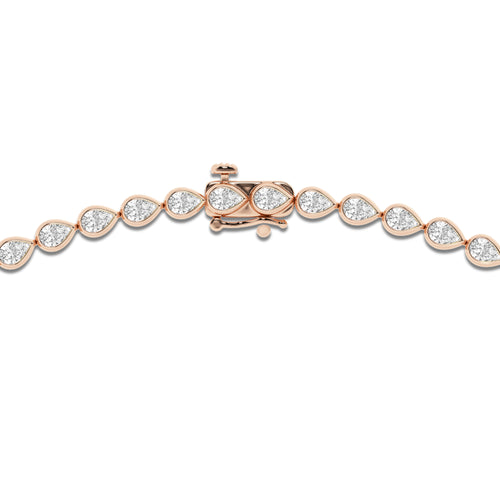 10 ctw Pear Lab Grown Diamond East West Bezel Set Tennis Necklace 14K Rose Gold, DE, VS1
