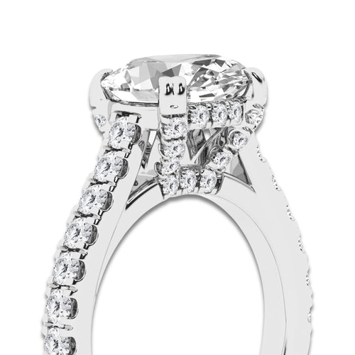 2 5/8 ctw Oval Lab Grown Diamond Hidden Halo Engagement Ring 14K White Gold, D, VVS | 2 ct Center