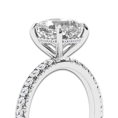 4 1/3 ctw Cushion Lab Grown Diamond Bridal Set Platinum, D, VVS | 3 ct Center