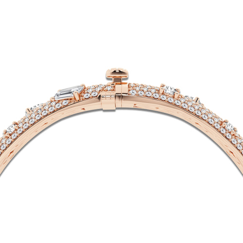 7 2/3 ctw Multi-Shape Lab Grown Diamond Scatter Bangle Bracelet - 7 Inches 14K Rose Gold, DE, VS1