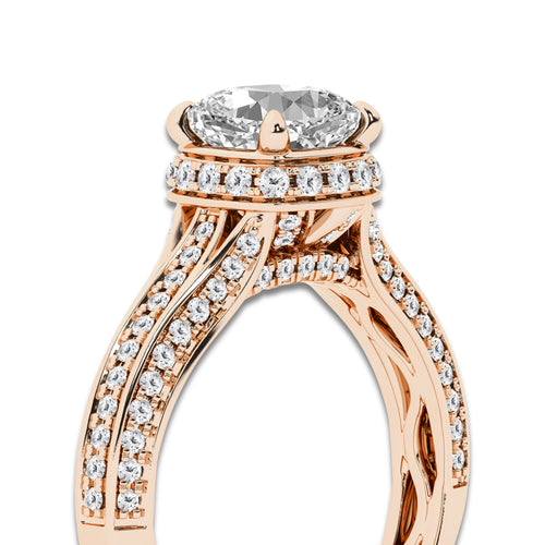 Gleam 2 1/2 ctw Cushion Lab Grown Diamond Channel Band Halo Bridal Set 14K Rose Gold, D, VVS | IGI Certified, 1 1/2 ct Center