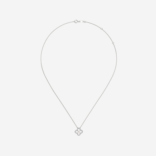 4.5 - 5.0 mm Cultured Freshwater Pearl and 1/8 ctw Lab Grown Diamond Clover Necklace 14K White Gold