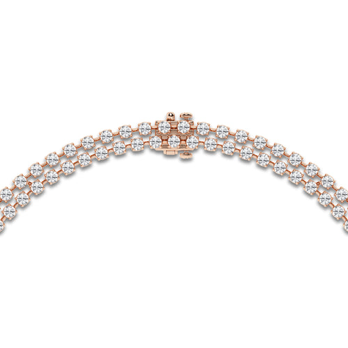 25 ctw Round Lab Grown Diamond Double Row Lariat Necklace 14K Rose Gold, DE, VS1