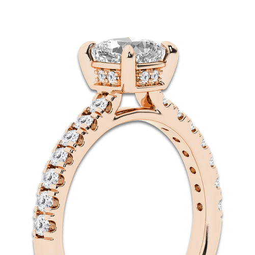 Veil 1 3/4 ctw Cushion Lab Grown Diamond Hidden Halo Bridal Set 14K Rose Gold, D, VVS | IGI Certified, 1 ct Center