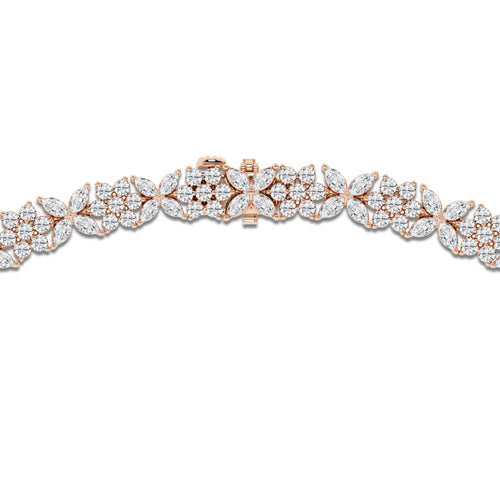 13 1/3 ctw Emerald Lab Grown Diamond Alternating Tennis Necklace 14K Rose Gold, DE, VS1