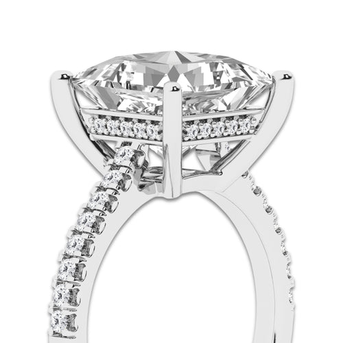 5.33 ctw Princess Lab-Grown Diamond Hidden Halo Side Stone Engagement Ring in Platinum for Women | Colorless D, VVS1 Clarity, IGI Certified 5.00 ct Center Diamond