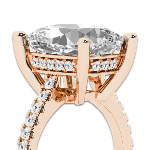 8.47 ctw Elongated Cushion Lab-Grown Diamond Hidden Halo Side Stone Engagement Ring in 18K Rose Gold for Women | Colorless D, VVS1 Clarity, IGI Certified 8.00 ct Center Diamond