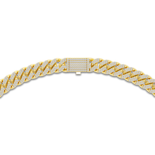 7 ctw Round Lab Grown Diamond Cuban Link Necklace 14K Yellow Gold, DE, VS1