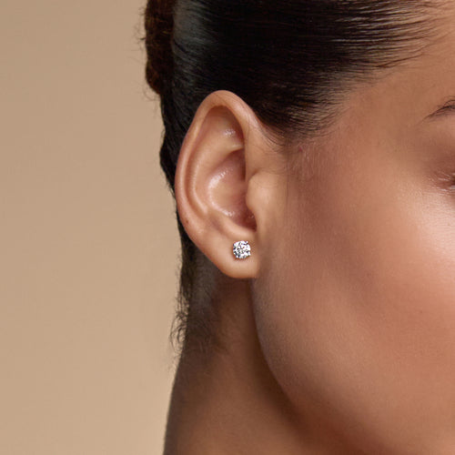 1 1/2 ctw Round Lab Grown Diamond Stud Earrings 14K Rose Gold, E, VS1
