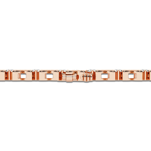 4 ctw Round Lab Grown Diamond X+O Bracelet - 7 Inches 14K Rose Gold, DE, VS1