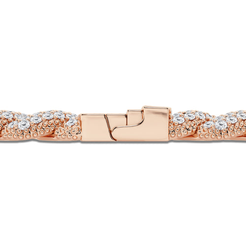 16 ctw Round Lab Grown Diamond Cuban Link Bracelet - 8.75 Inches 14K Rose Gold, DE, VS1