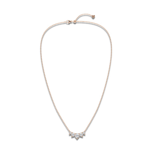 1 1/2 ctw Round Lab Grown Diamond Five Stone Demi Eternity Necklace 14K Rose Gold, E, VS1 | 7/10 ct Center