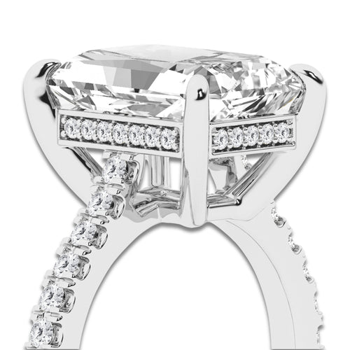 4.35 ctw Radiant Lab-Grown Diamond Hidden Halo Side Stone Engagement Ring in Platinum for Women | Colorless D, VVS1 Clarity, IGI Certified 4.00 ct Center Diamond