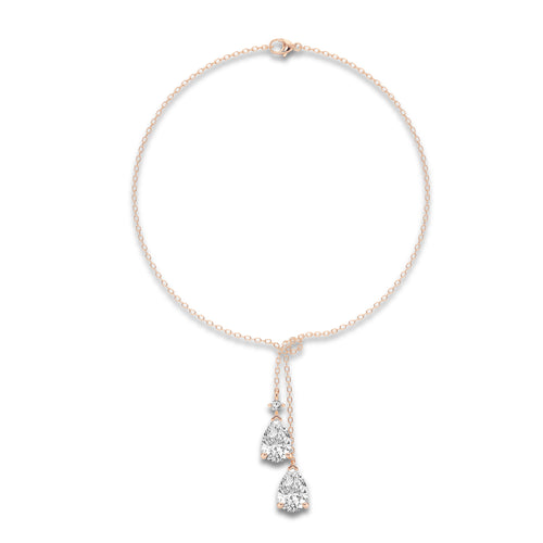 2 ctw Pear Lab Grown Diamond Knot Pendant 14K Rose Gold, E, VS1 | IGI Certified