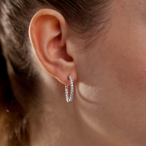 1 ctw Round Lab Grown Diamond Inside Out Hoop Earrings 14K Rose Gold, DE, VS1