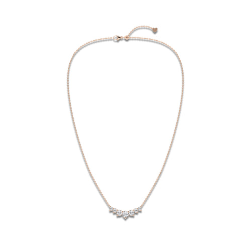 1 1/2 ctw Round Lab Grown Diamond Seven Stone Demi Eternity Necklace 14K Rose Gold, E, VS1 | 1/2 ct Center